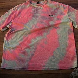 SHEIN Tie-Dye Short Sleeve Tee - Pink and Blue